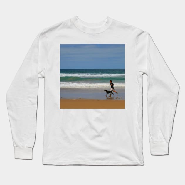 One Man and his Dog, Great Ocean Road, Australia Long Sleeve T-Shirt by JohnDalkin